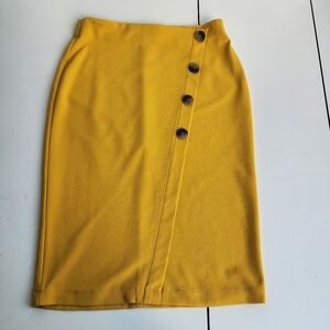 Soho Apparel Mustard Yellow Straight Stretch W/faux Button Accts Skirt Sz S